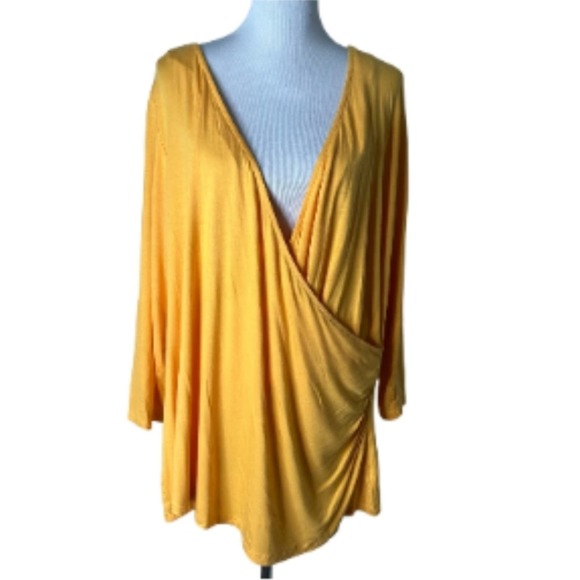 Lane Bryant Goldenrod Supplice Faux Wrap Blouse Plus Size 26 28 4X‎ New - Picture 1 of 10
